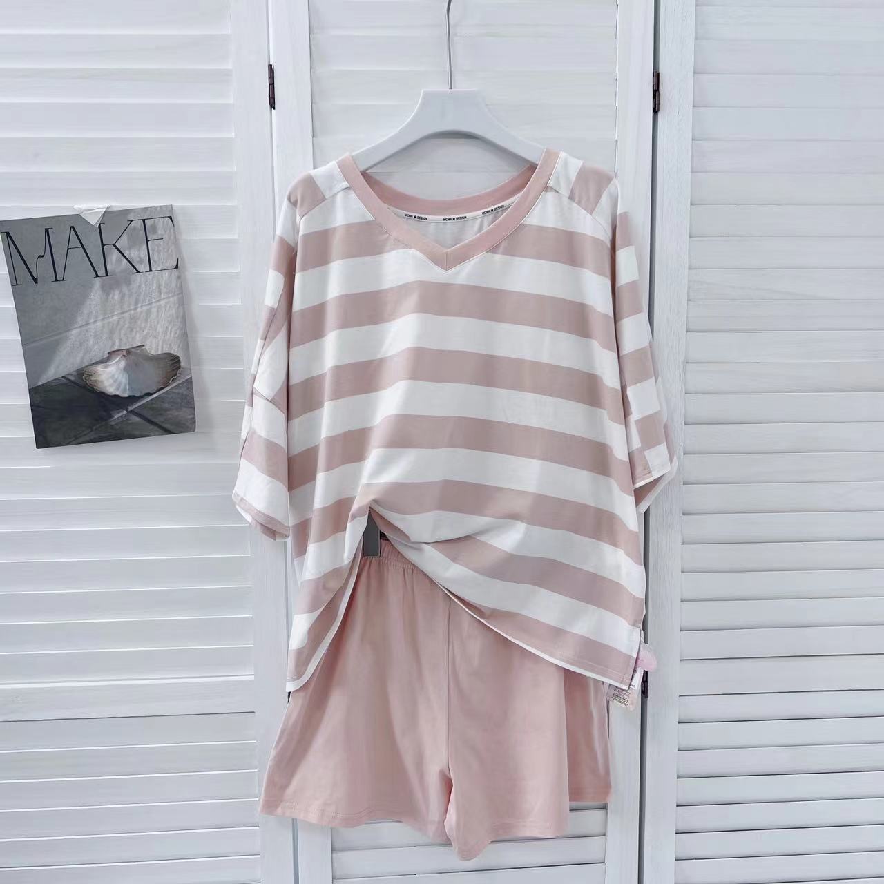 成人女士2025夏季新款条纹百搭家居套装亲子B3633