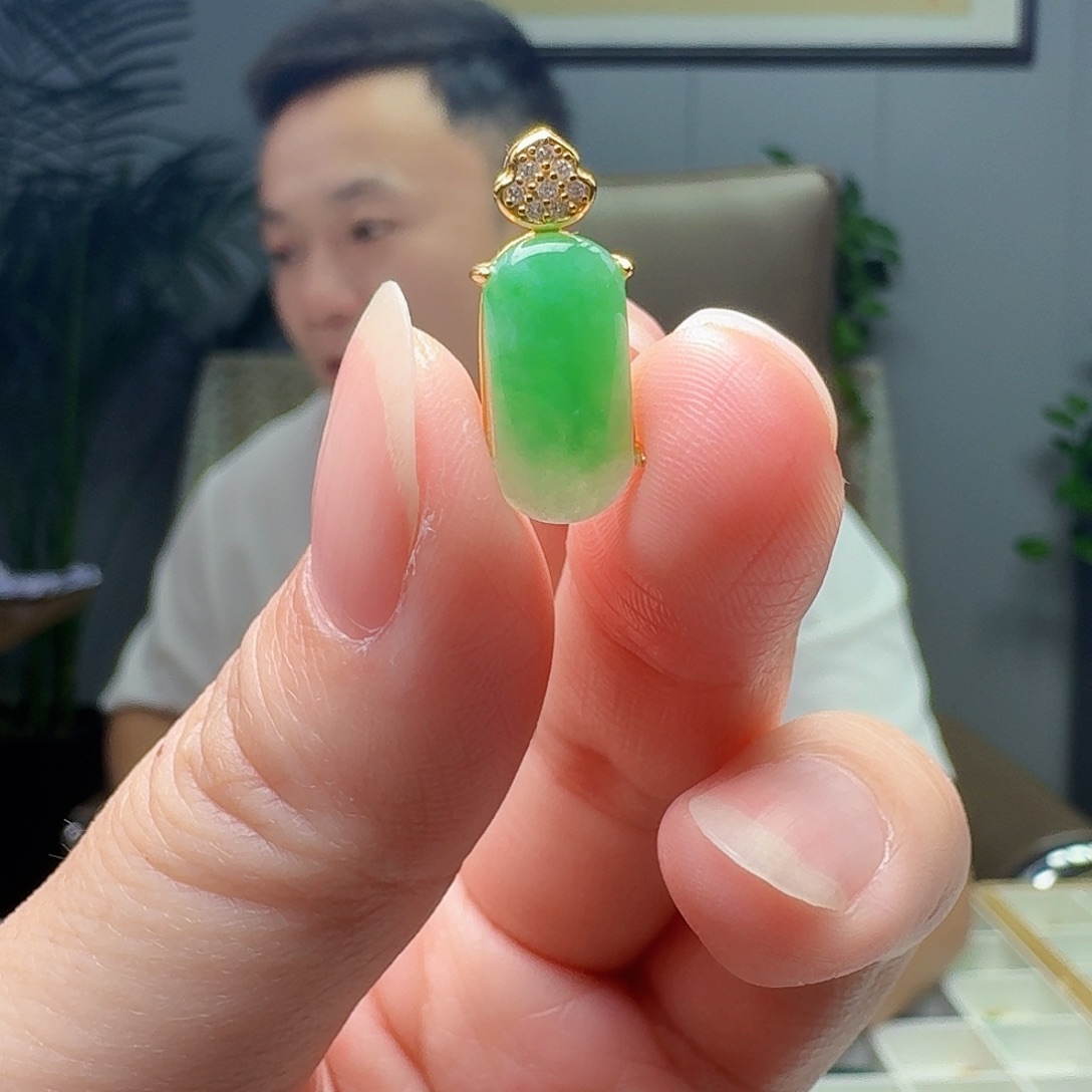 翡翠银S925镶嵌吊坠(不含链)天然