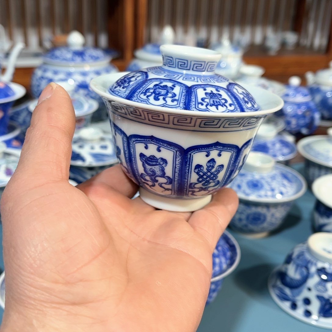 錡镇堂手工手绘盖碗