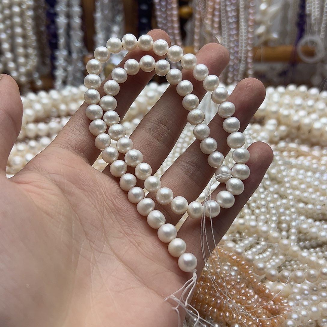 一***秀未镶嵌珍珠半成品淡水珍珠成品白