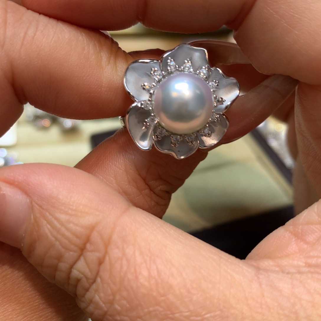 海水珍珠戒指银S925镶嵌