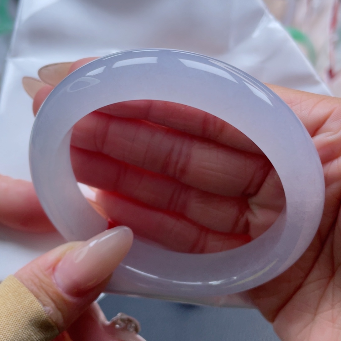 未镶嵌手镯翡翠58.6圈 天上雪莲 荧光棒 高雅 22号