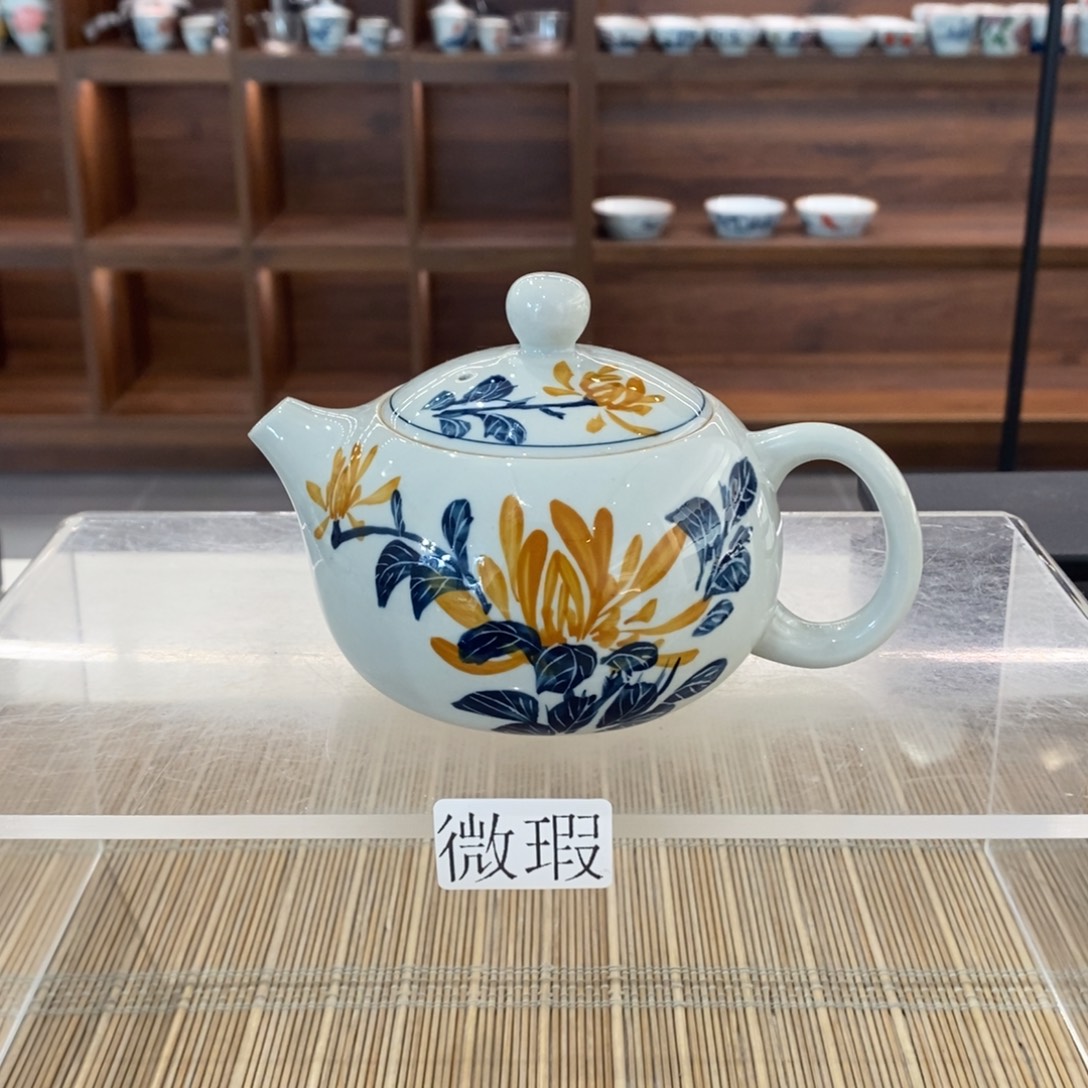 釉下彩老陶泥手工绘制