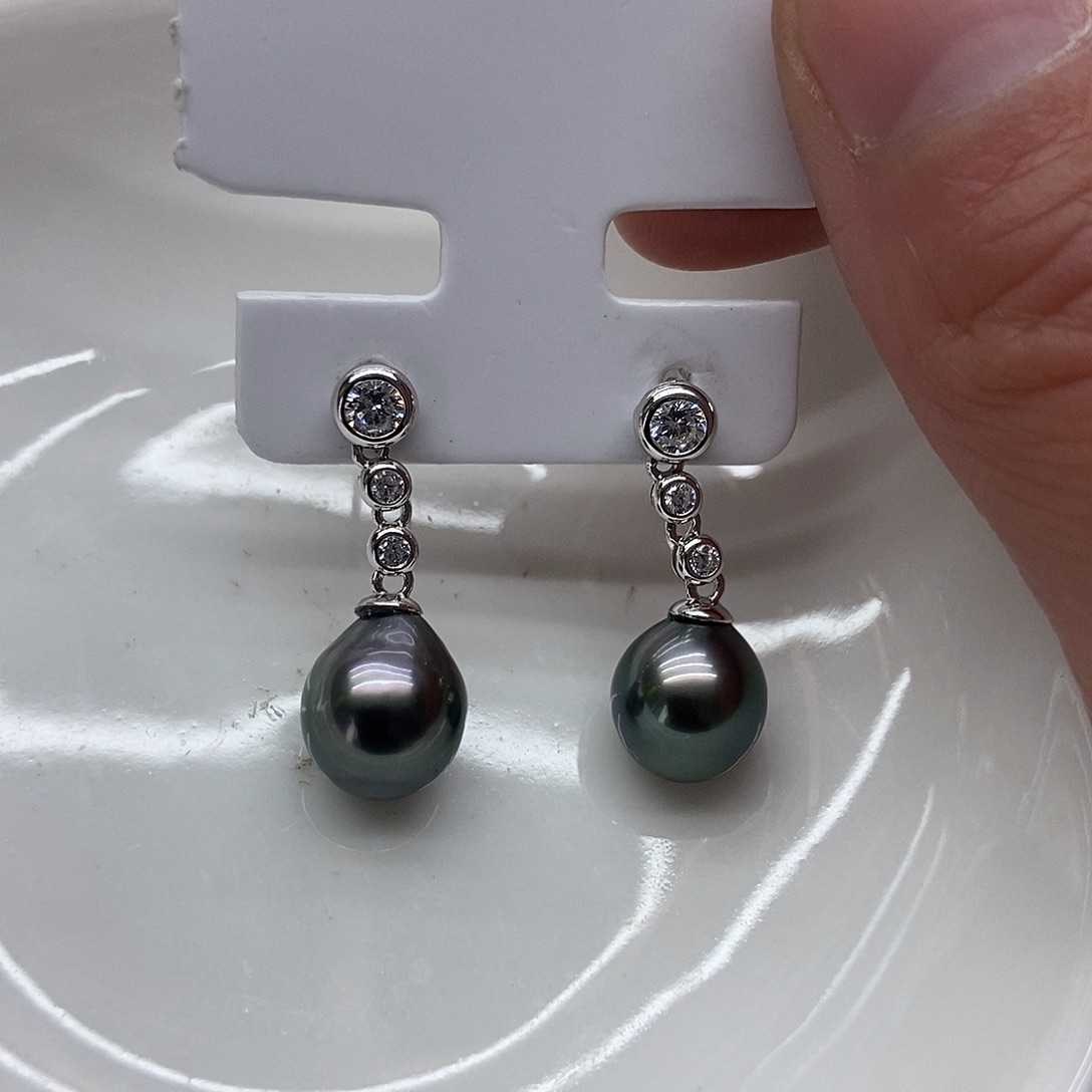 海水珍珠耳饰银S925镶嵌