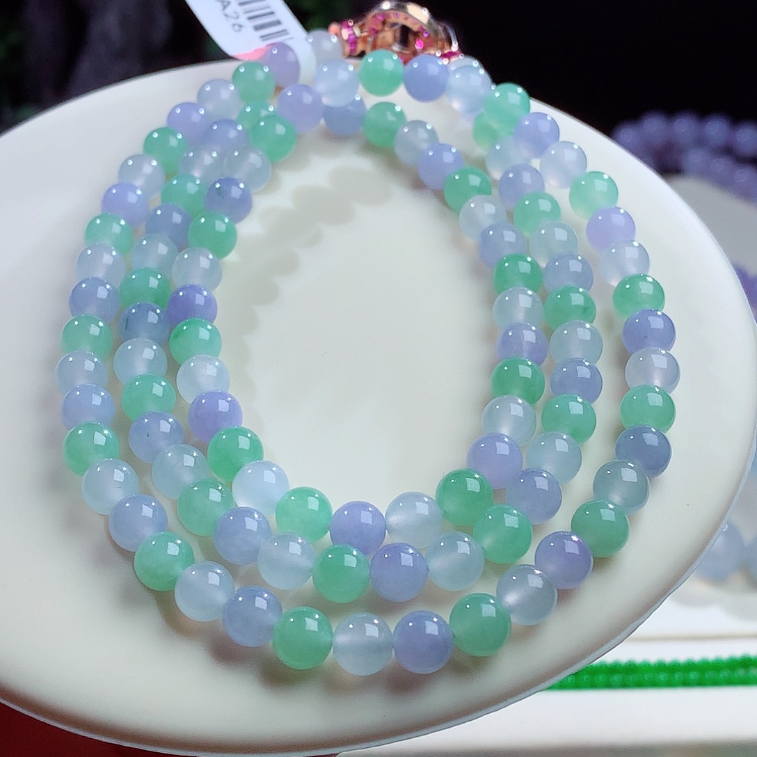 翡翠未镶嵌项链温柔型马卡龙 卡6mm