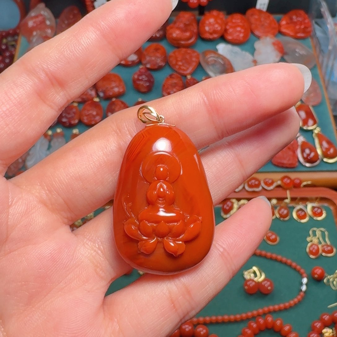 南红玛瑙南红18K金镶嵌