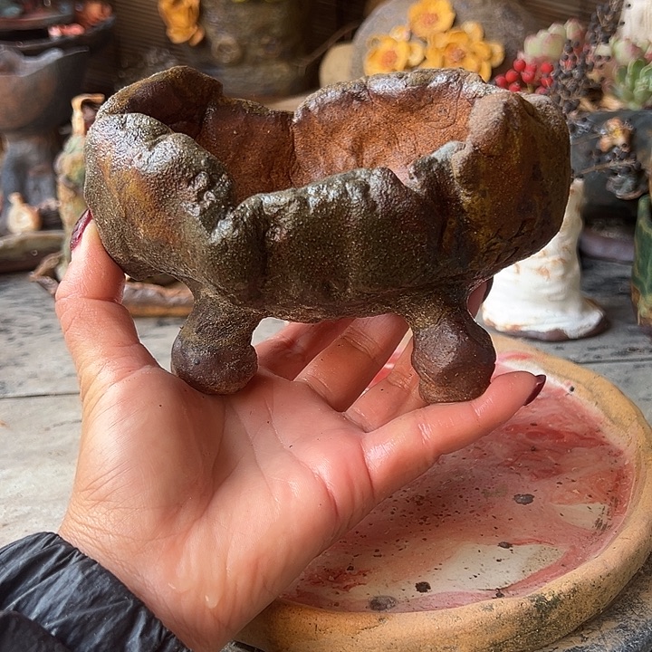 福利开播手工高温粗陶盆