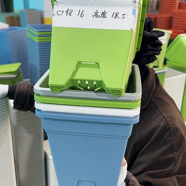 正品方盆口16高18果绿无托5只