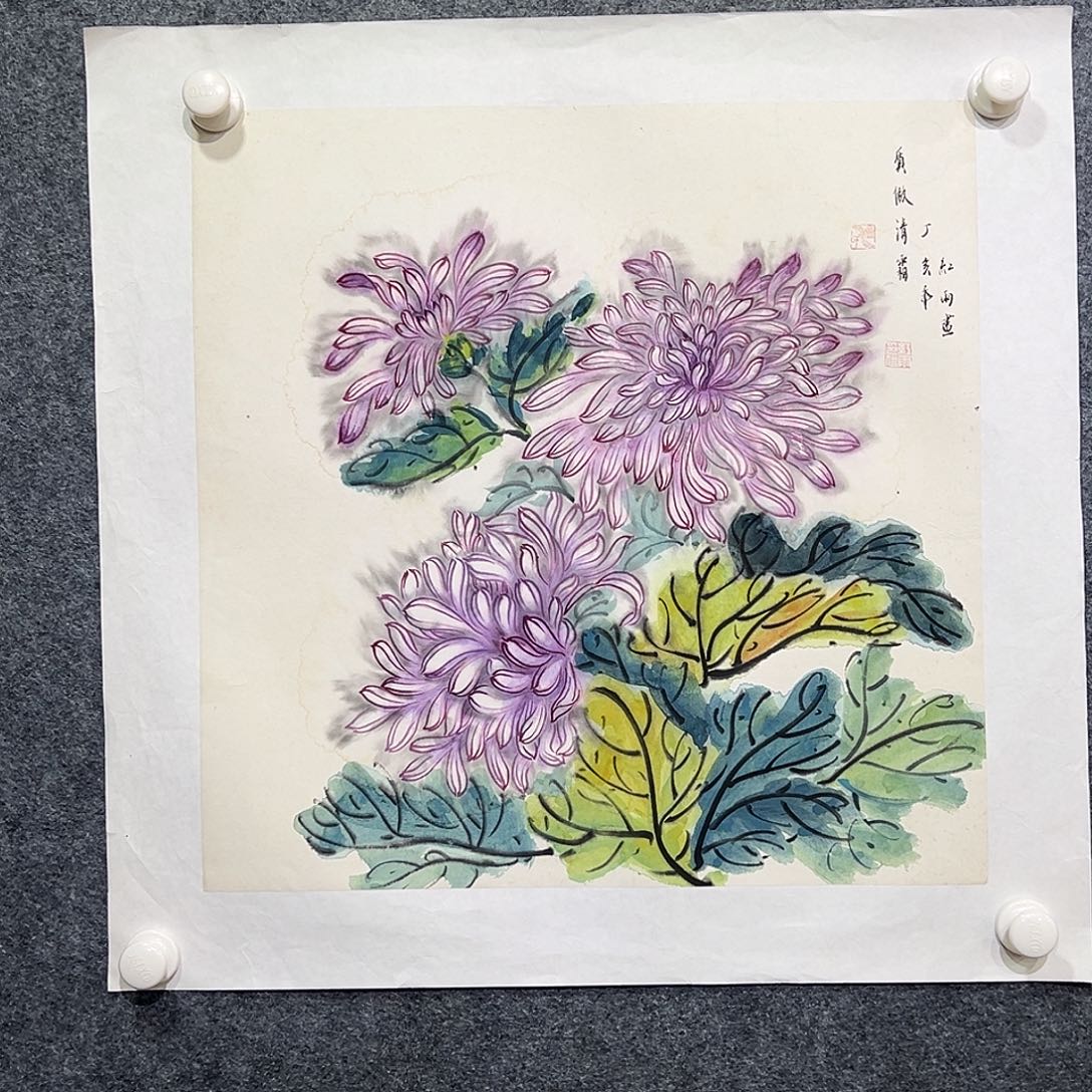 国画纯手绘画心原创