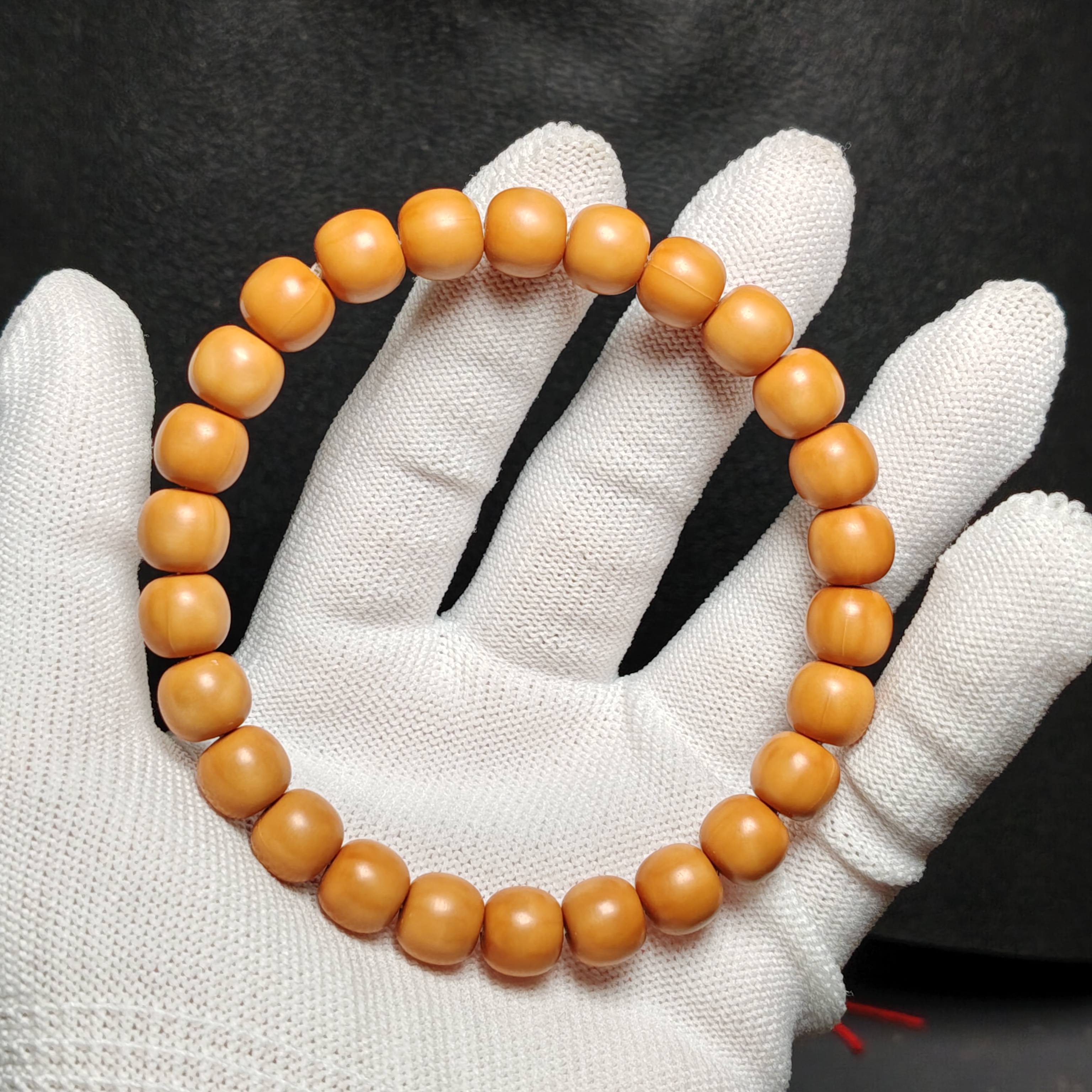 原皮原色易盘玩文玩精品老型光珠猴头核桃手串