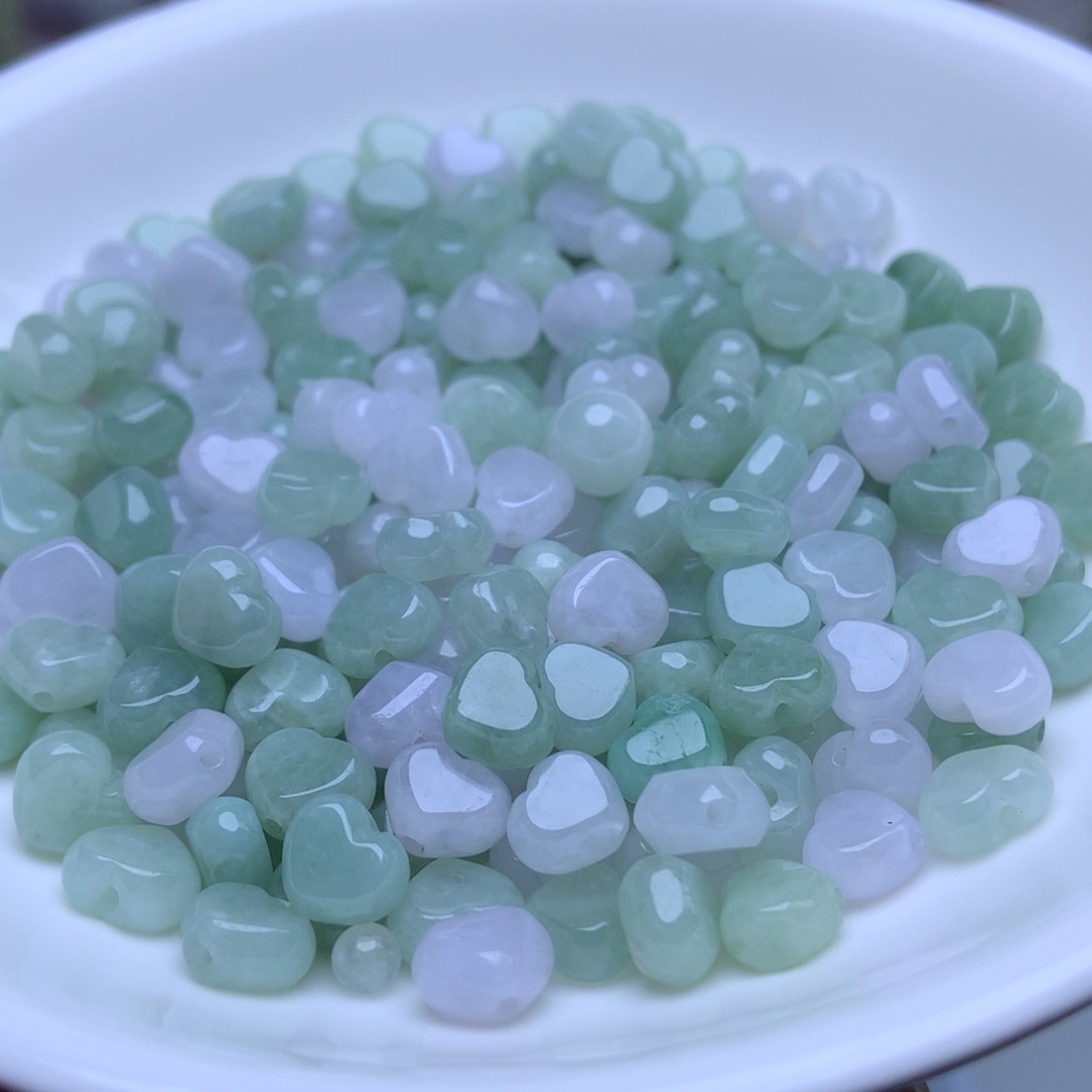 未镶嵌手链翡翠卡7冰紫绿爱心20个