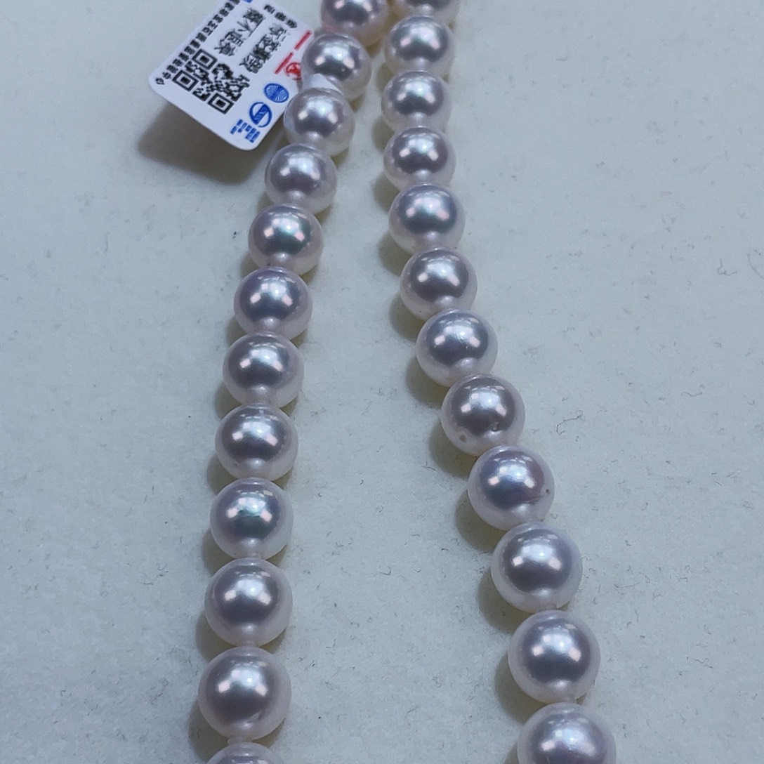 淡水珍珠颈饰银S925镶嵌9m正圆冷白极光