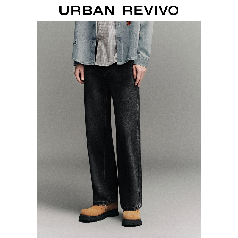 UR2025秋季新款男装时尚潮流复古水洗棉质牛仔长裤UMY850046+