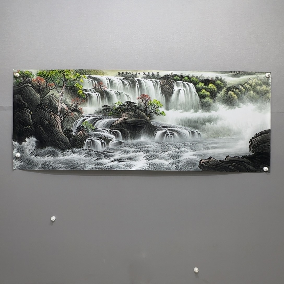 国画横幅六尺精品山水贾敏