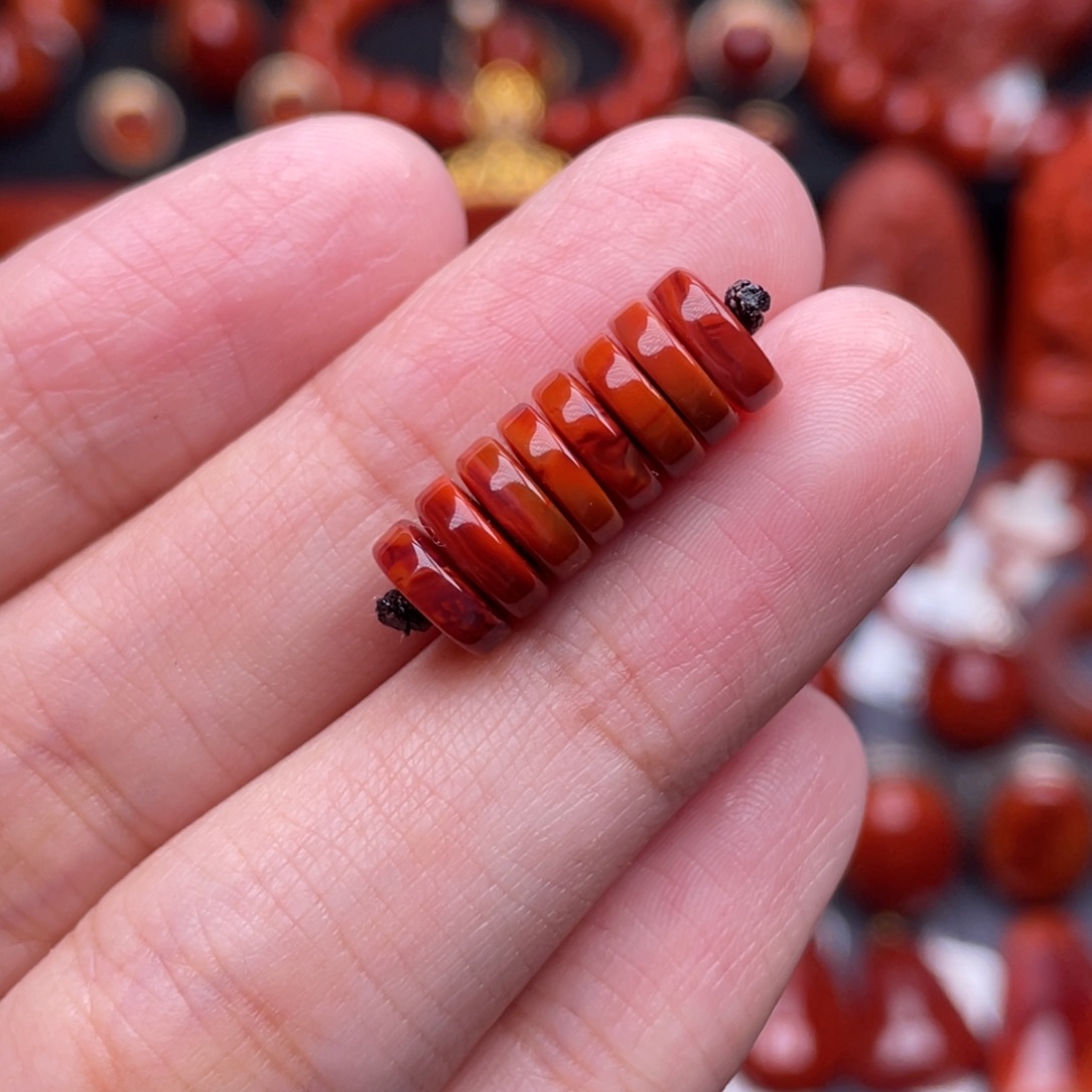 南红玛瑙未镶嵌珠宝奇石隔片7.5mm