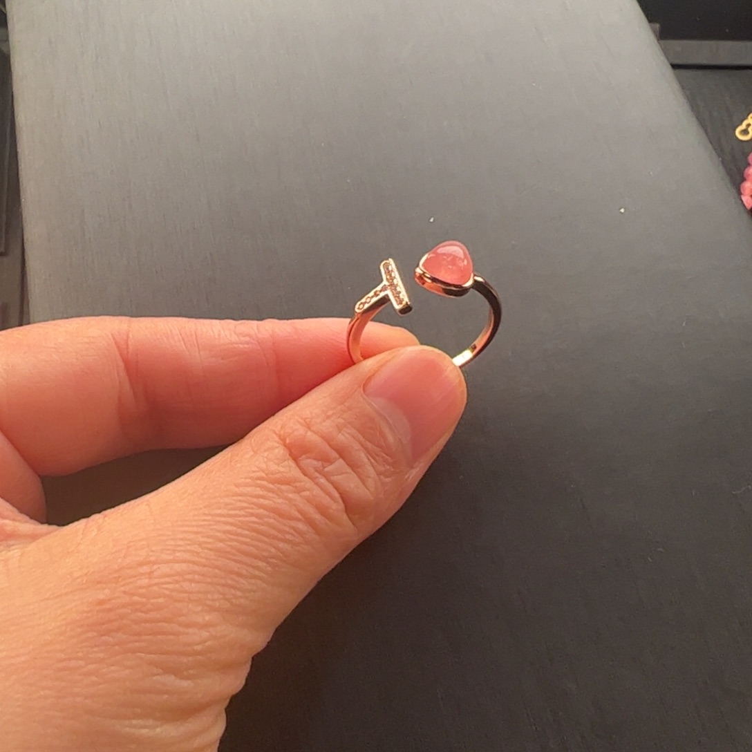 银S925镶嵌菱锰矿（红纹石）戒指