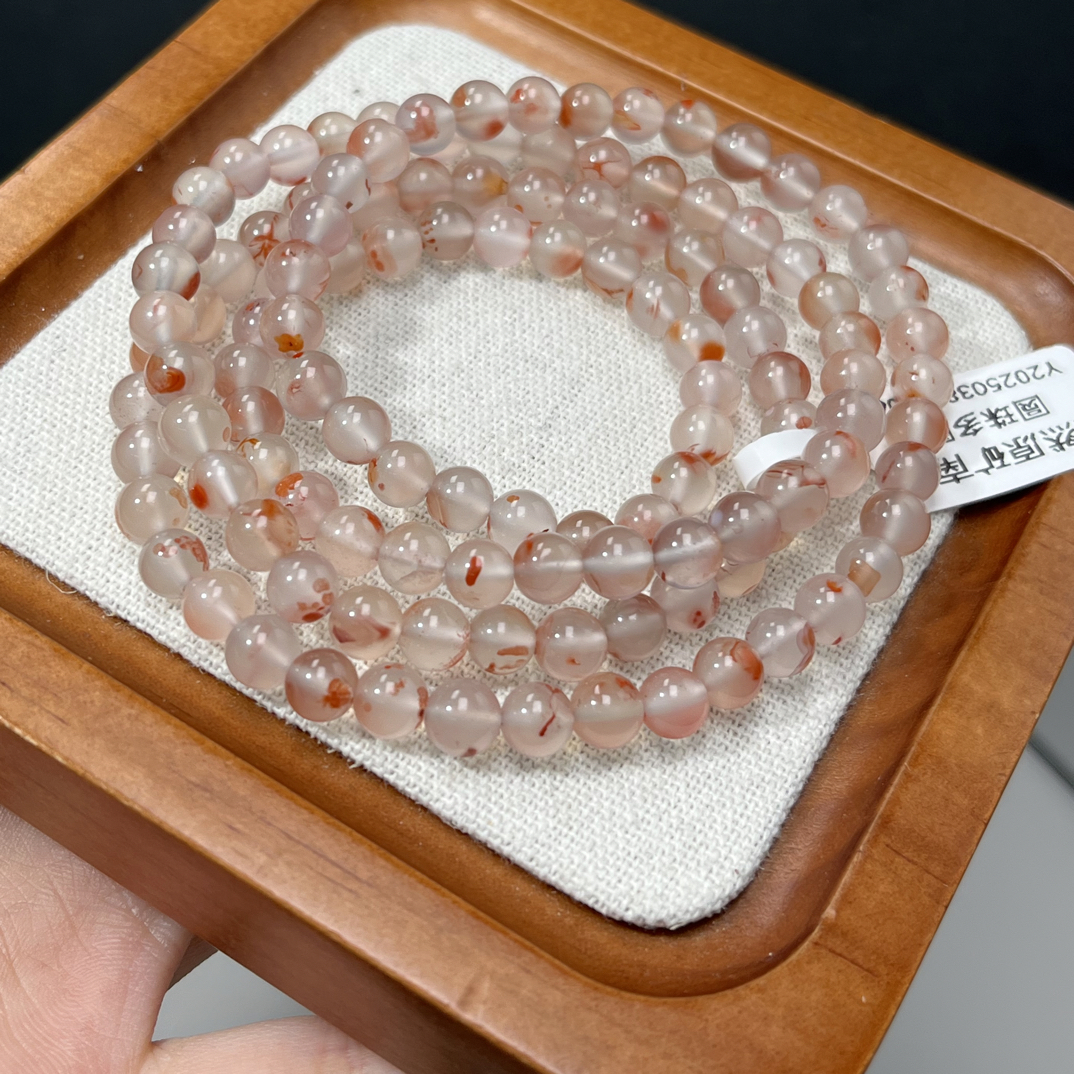 天然原矿瓦西九口南红玛瑙飘花圆珠多圈手串尺寸约6毫米AC0885