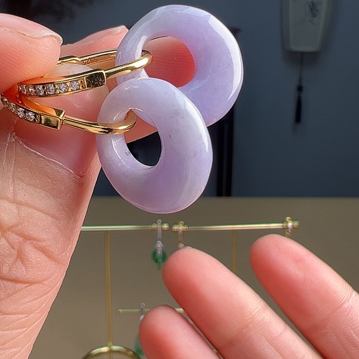 翡翠耳饰银S925镶嵌耳饰