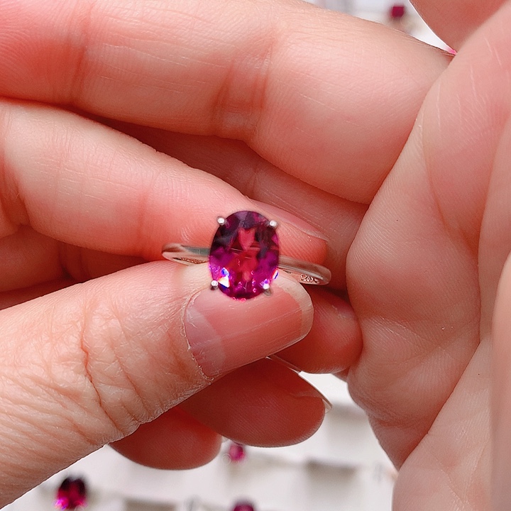 石榴石戒指银S925镶嵌柠****）