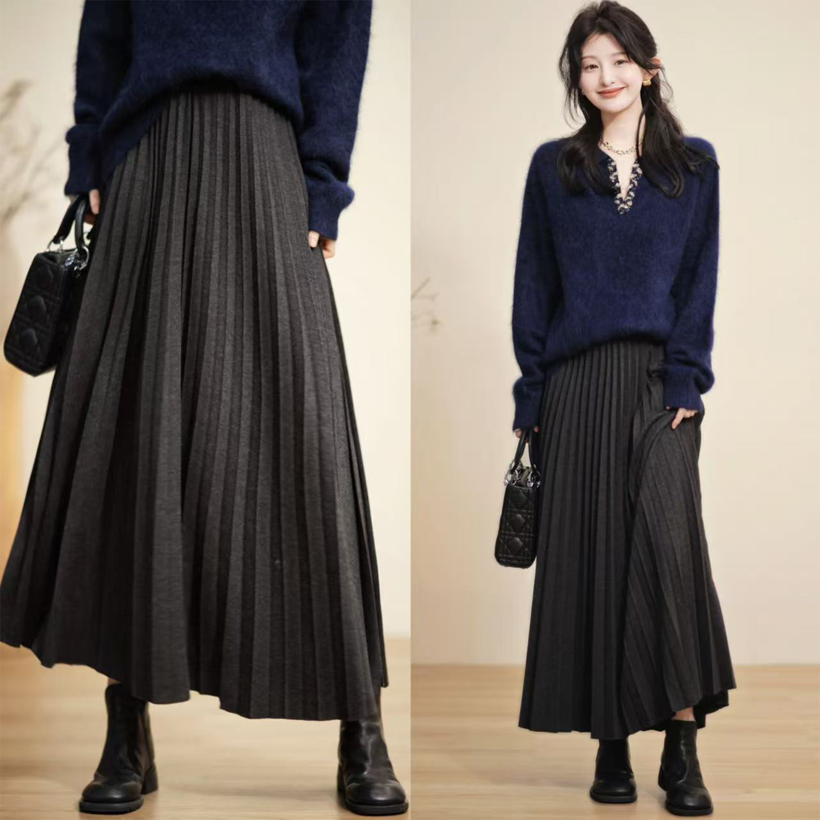 【赵大喜】1.15大上新！风琴百褶裙 | 奓软羊.毛针织 大裙摆 中高腰