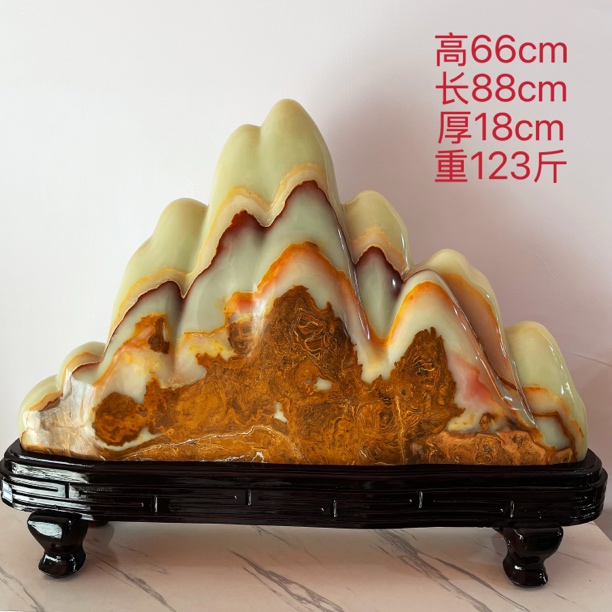 精品玉石大靠山画面观赏石家居办公寓意摆件