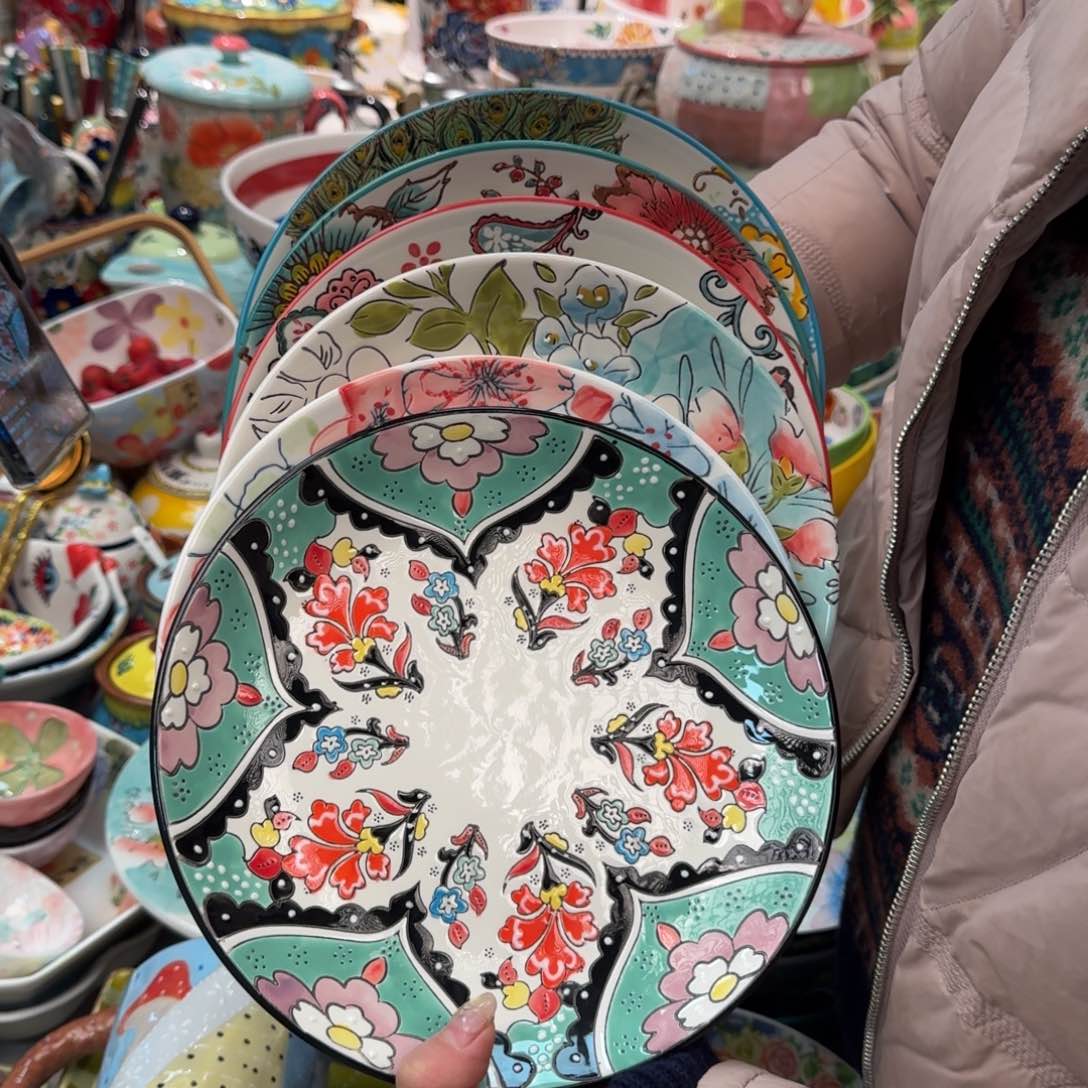 瓷片延喜8英寸浮雕浅盘6只，看图