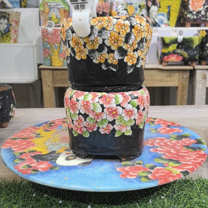 红泥花盆景德镇陶瓷