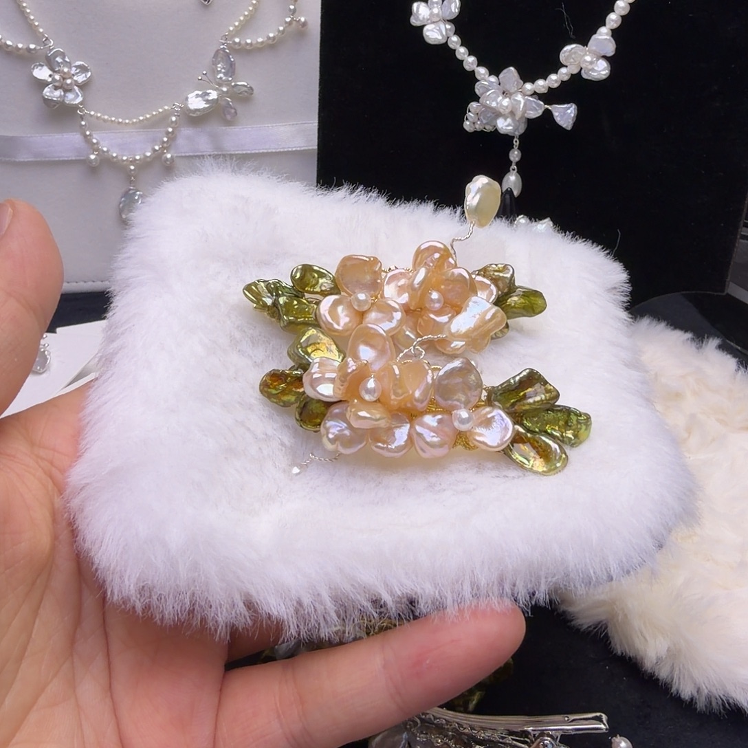 琉璃纯铜合金胸针夹