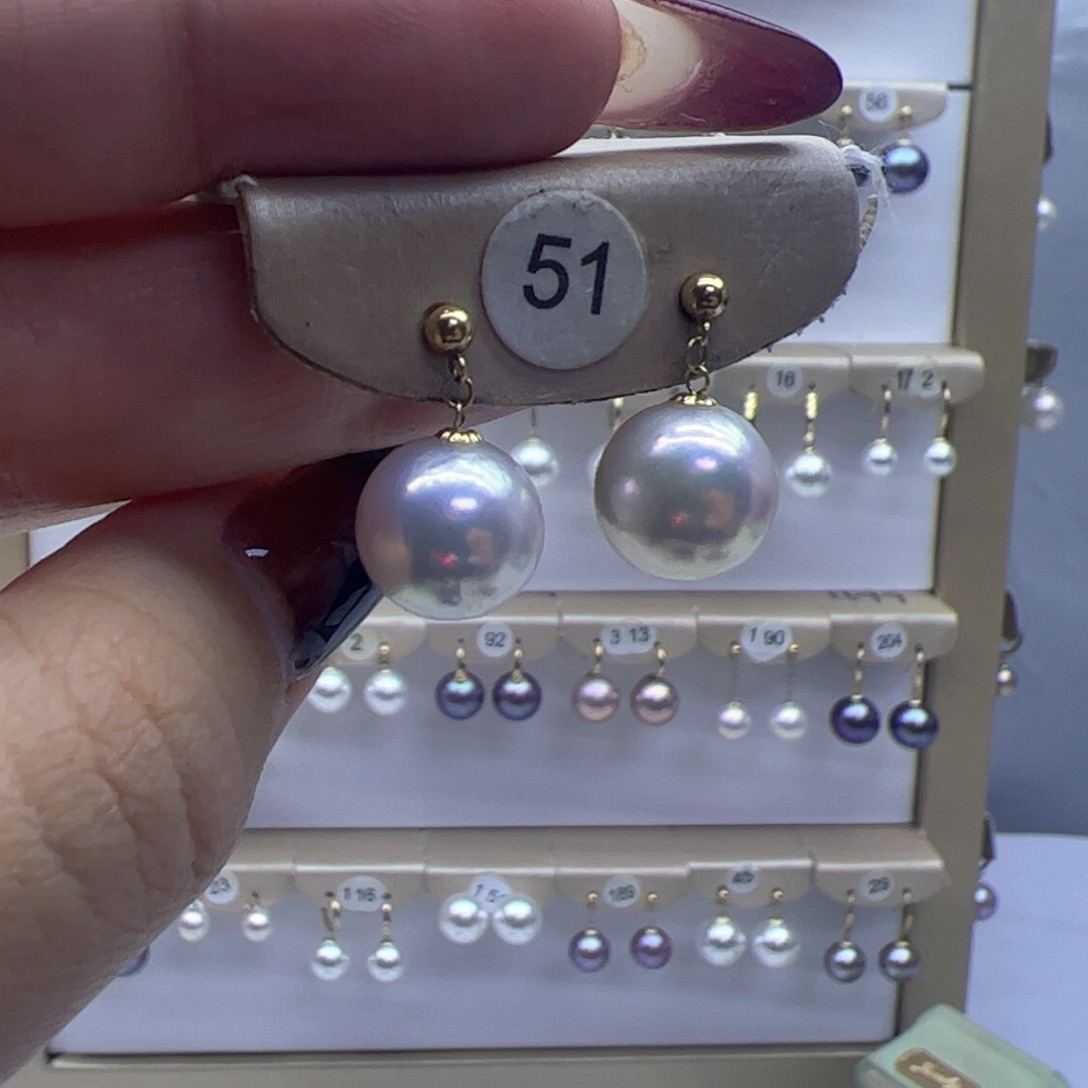 淡水珍珠耳饰18K金镶嵌