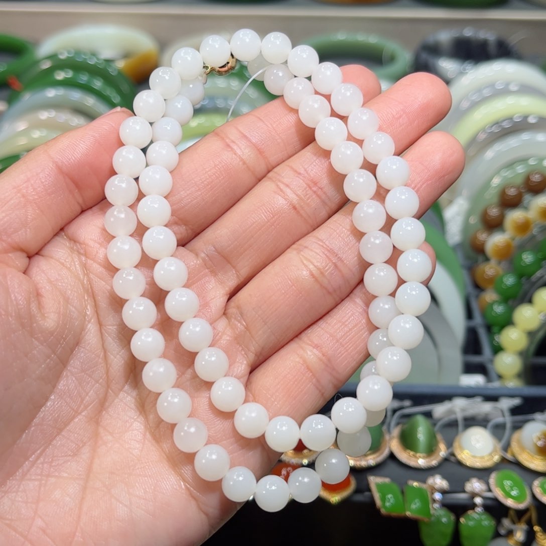 和田玉卡7mm新疆于田白玉项链未镶嵌C****e