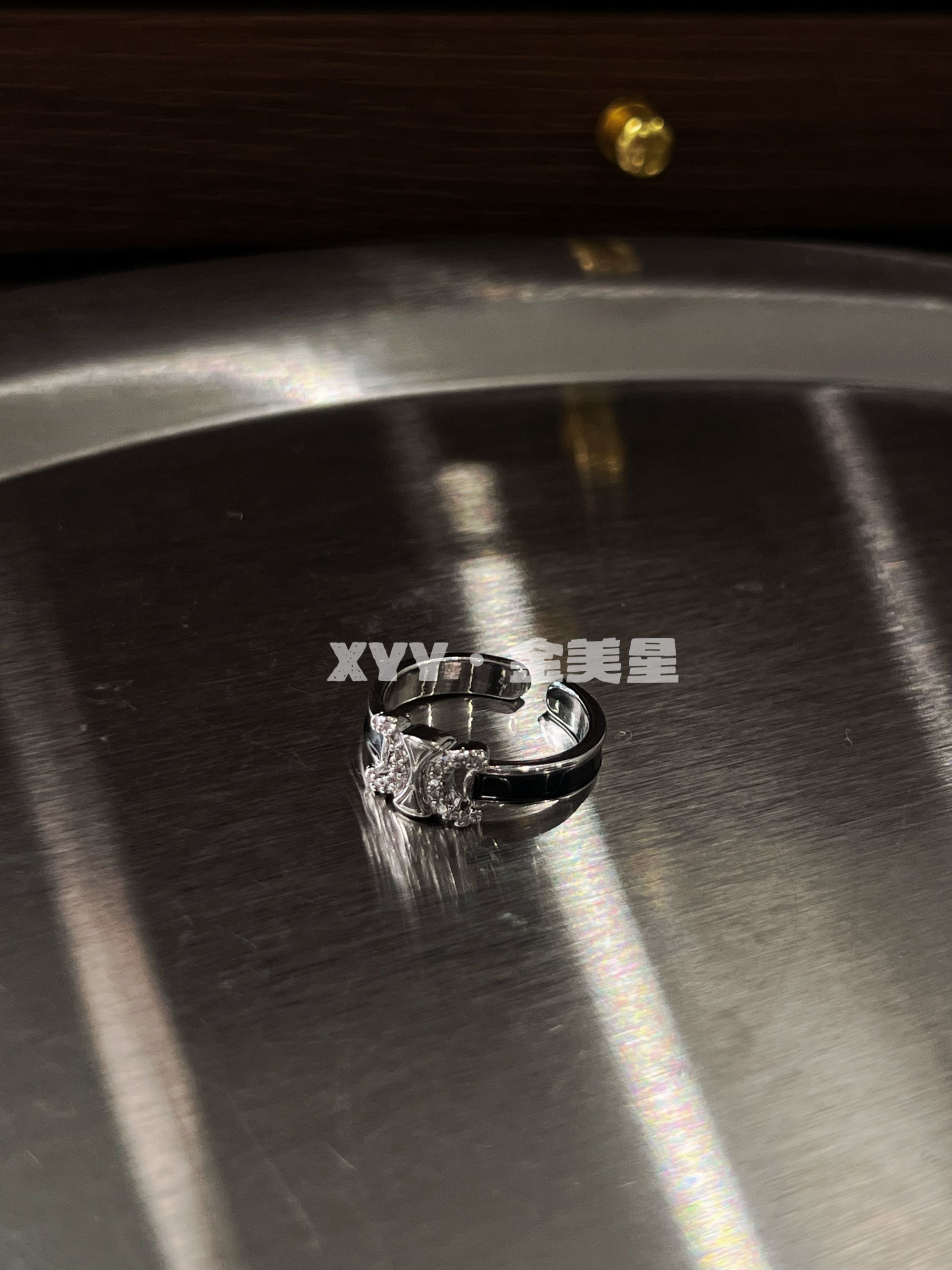 铜合金锆石戒指 字母滴油镶锆小众戒4008