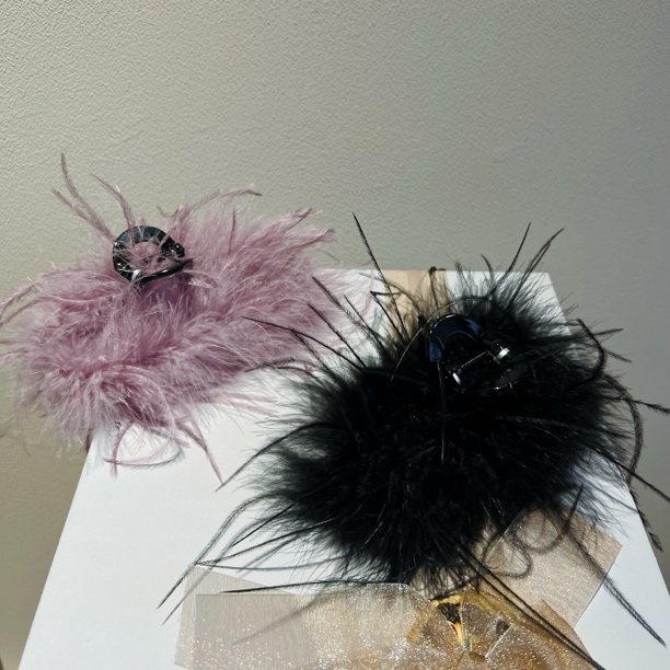 新款抓夹毛毛款仙女气质13cm法式优雅头饰发卡原创设计后脑勺盘发