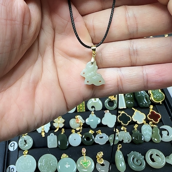 和田玉吊坠(不含链)银S925镶嵌