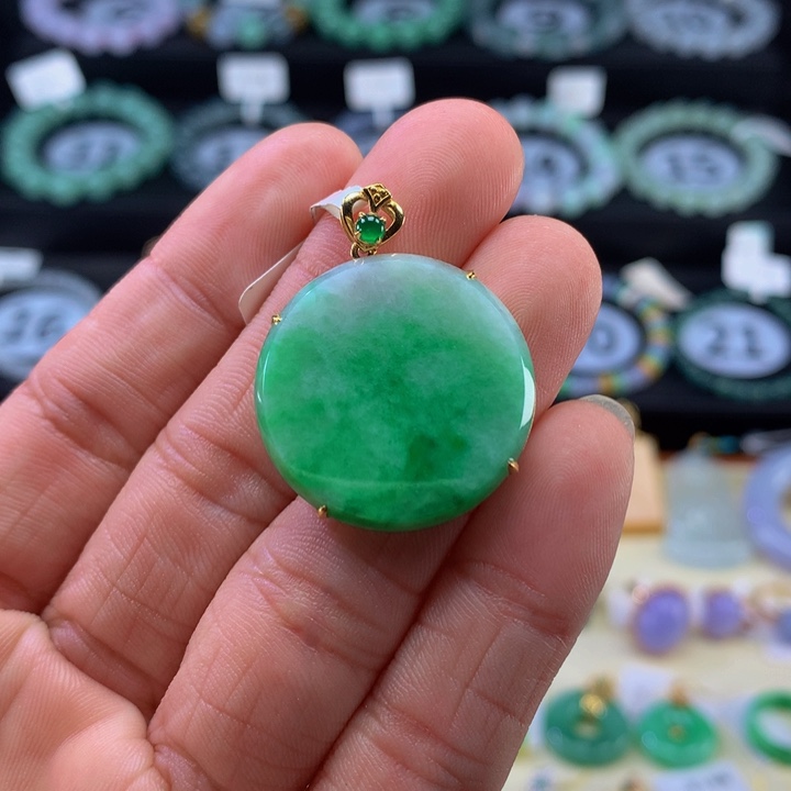 翡翠手链18K金镶嵌翡翠 