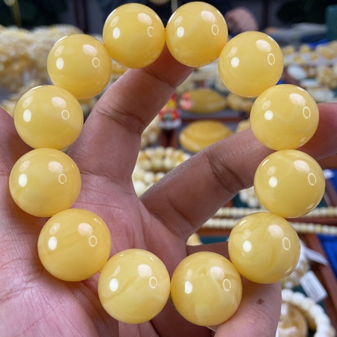 琥珀珠宝奇石未镶嵌20鸡油黄同料串56