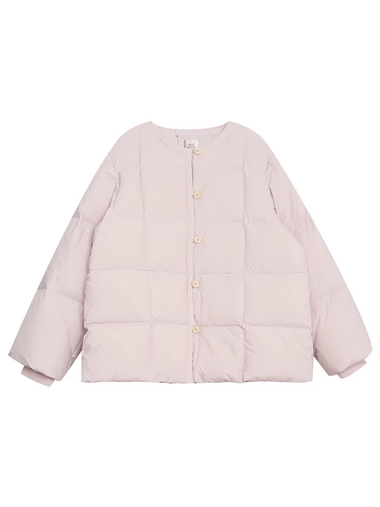 2025冬韩系气质圆领排扣保暖棉衣