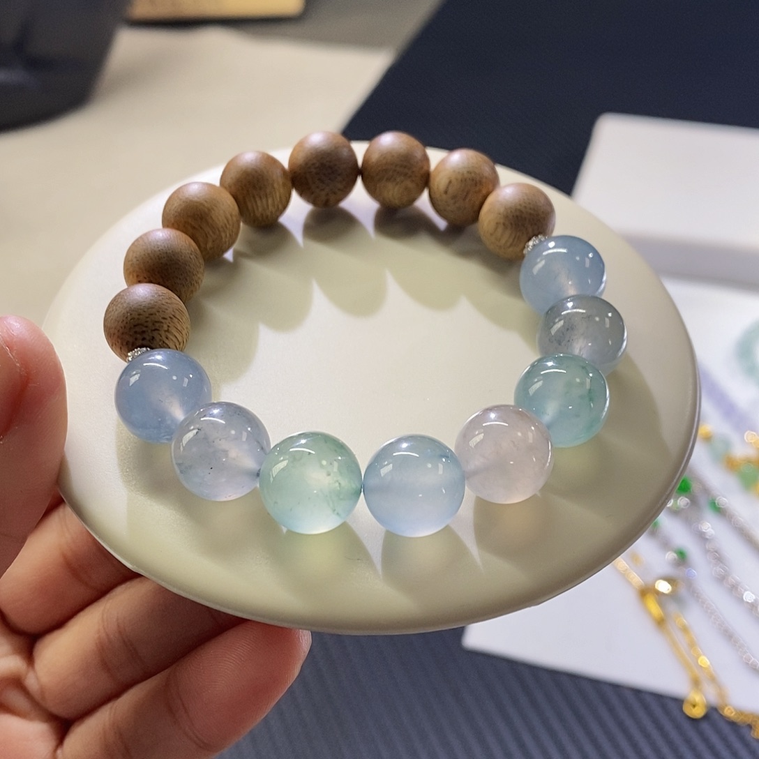 翡翠手链未镶嵌清冷风半串