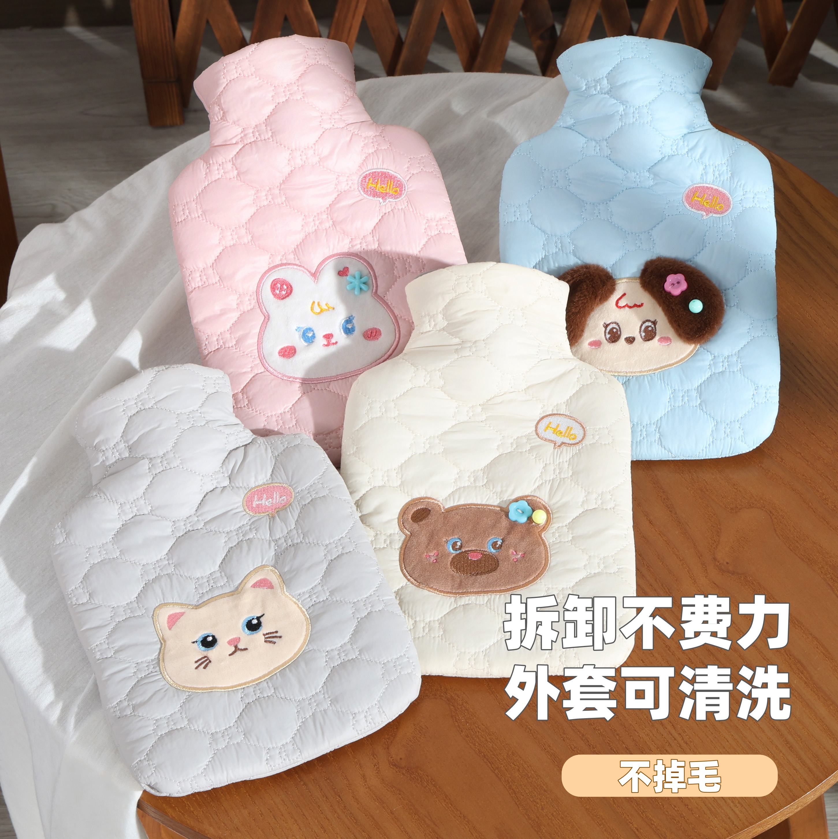 注水热水袋加厚防爆女生大姨妈敷肚子暖手暖脚可爱学生不掉毛宿舍