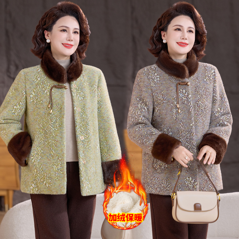 2025冬季新款中年女士棉服加厚新中式妈妈装加绒加厚保暖棉衣外套