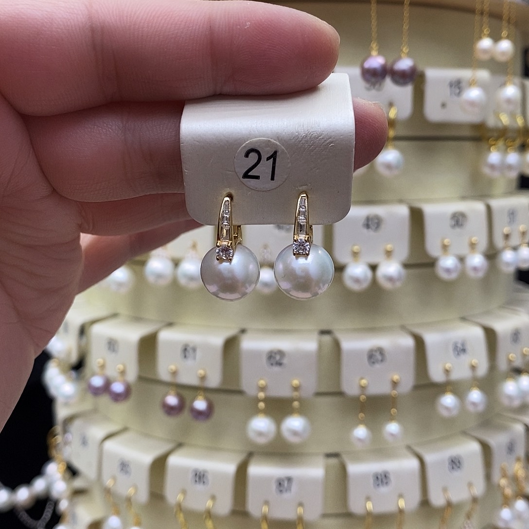 淡水珍珠耳饰银S925镶嵌