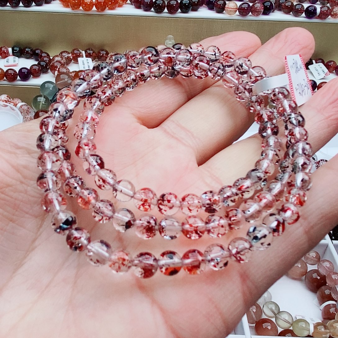 水晶未镶嵌手串彩梅毒液