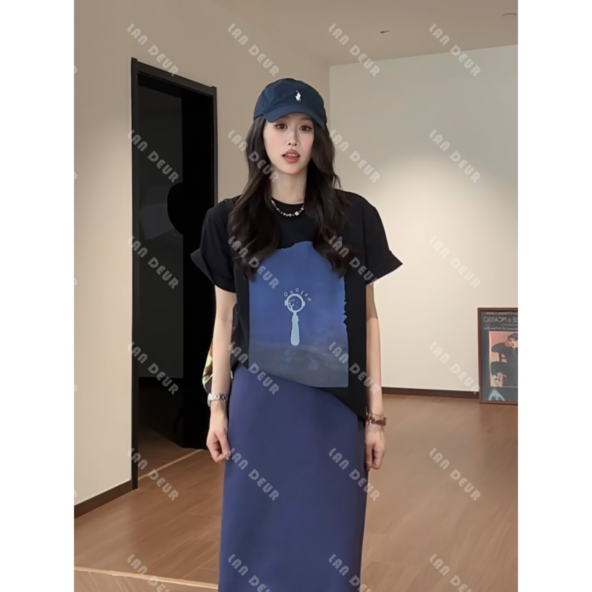 JIUJIU【盐啧汽水】时尚百搭休闲夏季黑色舒适设计师圆领短袖T恤