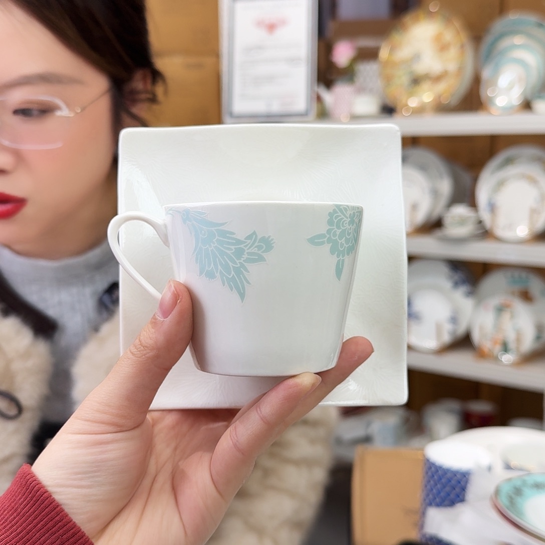 骨瓷骨瓷咖啡杯碟一套220ml外贸骨瓷