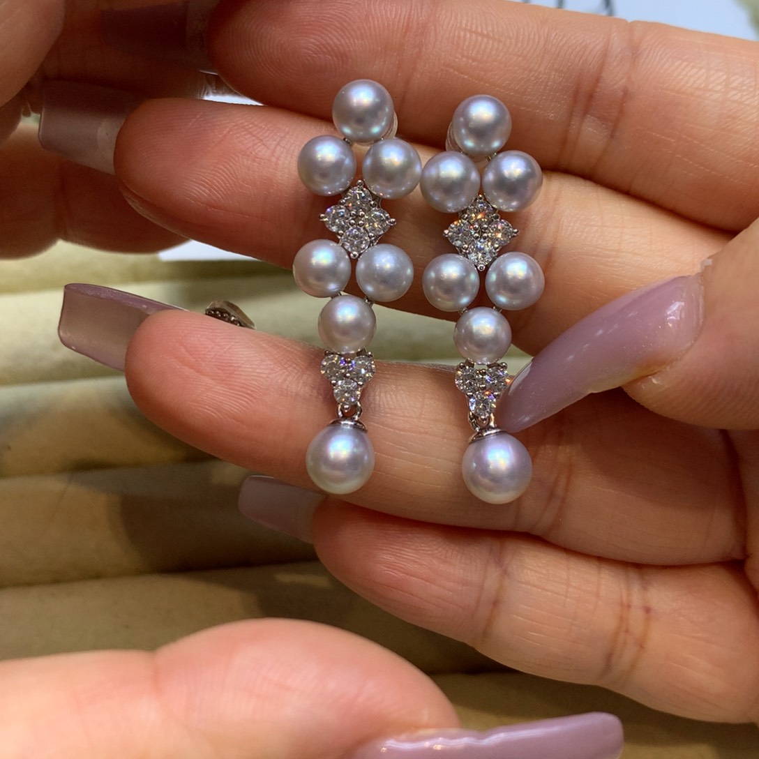 银S925镶嵌耳饰海水珍珠