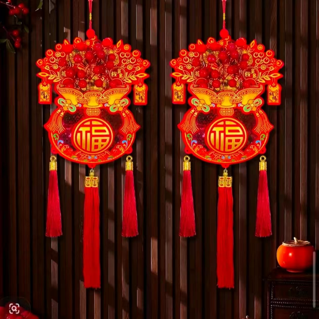 【到手一对】2026新款春节喜庆植绒印花福包红果挂串乔迁新居室内