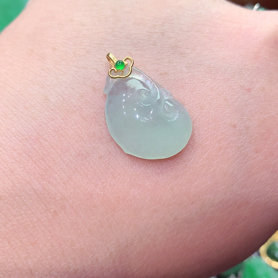 翡翠颈饰18K金镶嵌纯天然