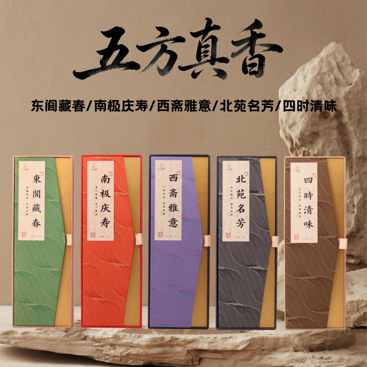 百花澜【五方真香】东阁藏春，西斋雅意，南极庆寿，北苑名芳，四时清味
