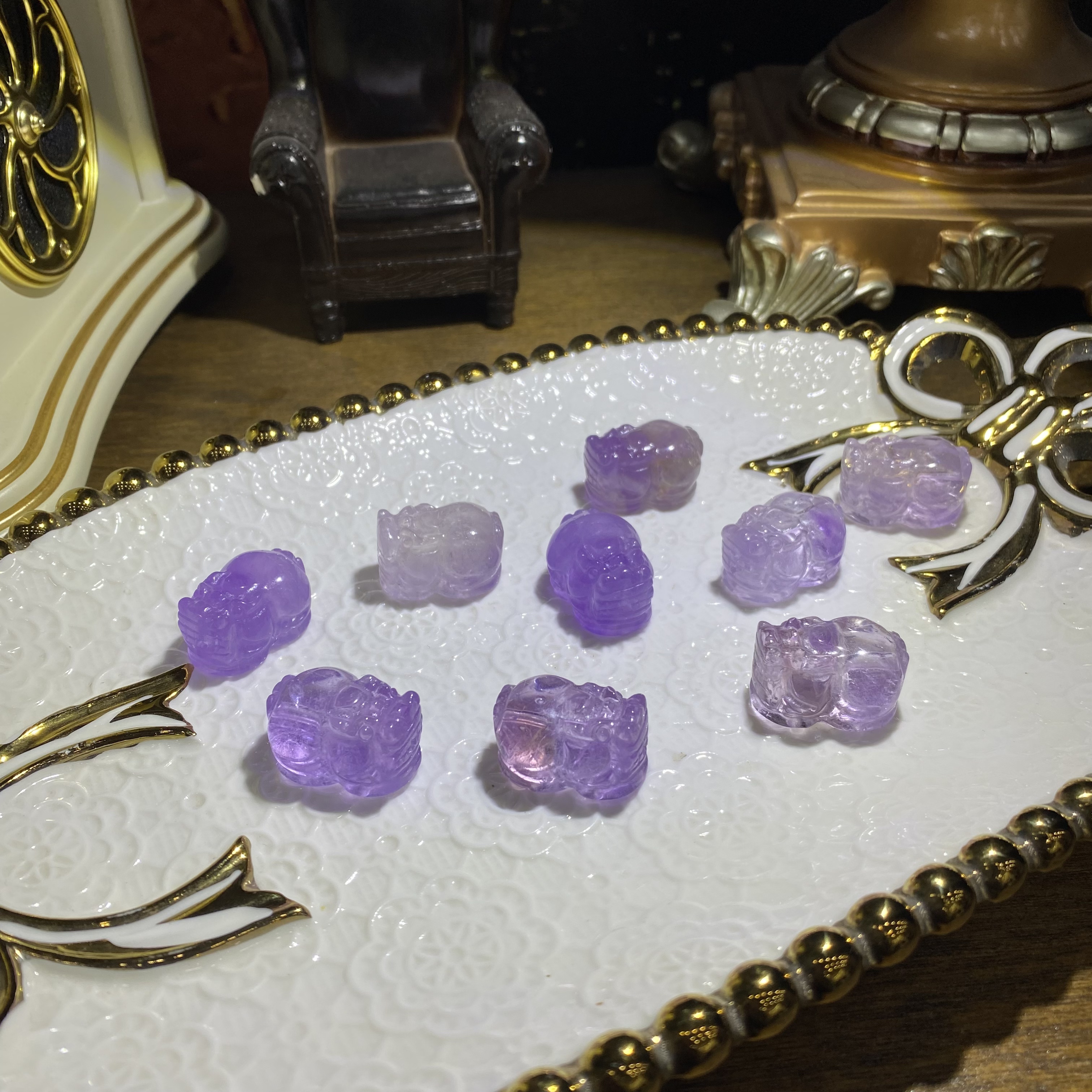 D282-天然老料紫水晶貔貅DIY手工配珠-多样性发其一