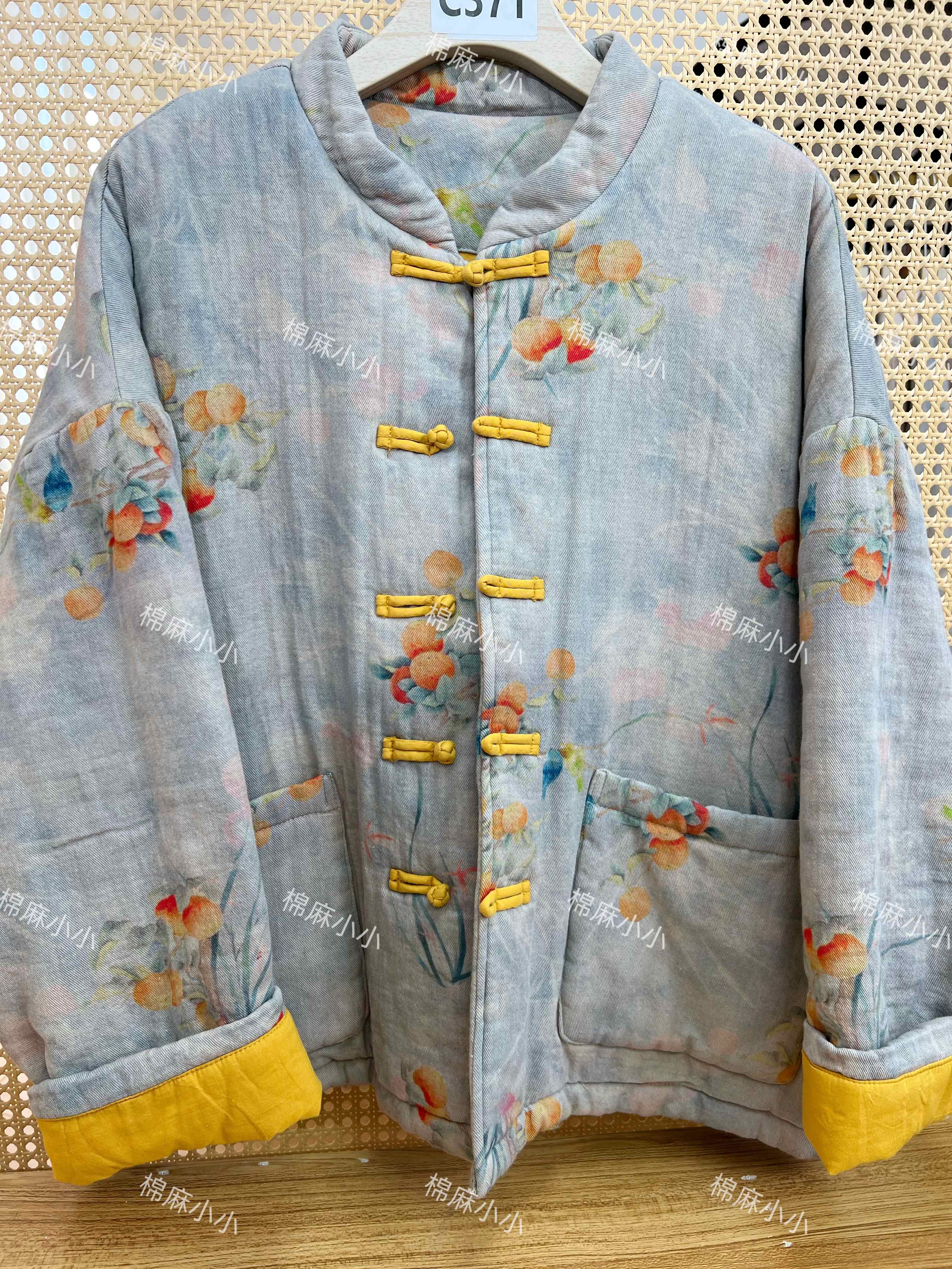 【石榴】棉服常规秋冬汉元素中国风宽松型印花新中式厚棉袄