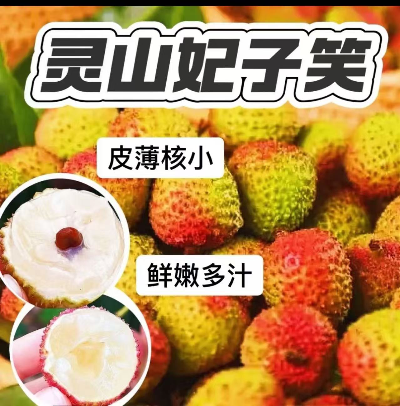 广西灵山妃子笑荔枝枝新鲜现摘肉厚核小香甜多汁顺丰冷链